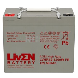 Bater�a 12 Voltios 58 Amperios LVHR12-1200W | Liven Battery